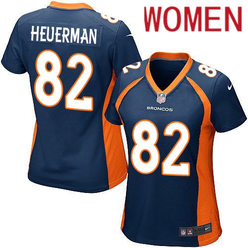 Women Denver Broncos #82 Jeff Heuerman Nike Navy Game NFL Jersey->women nfl jersey->Women Jersey